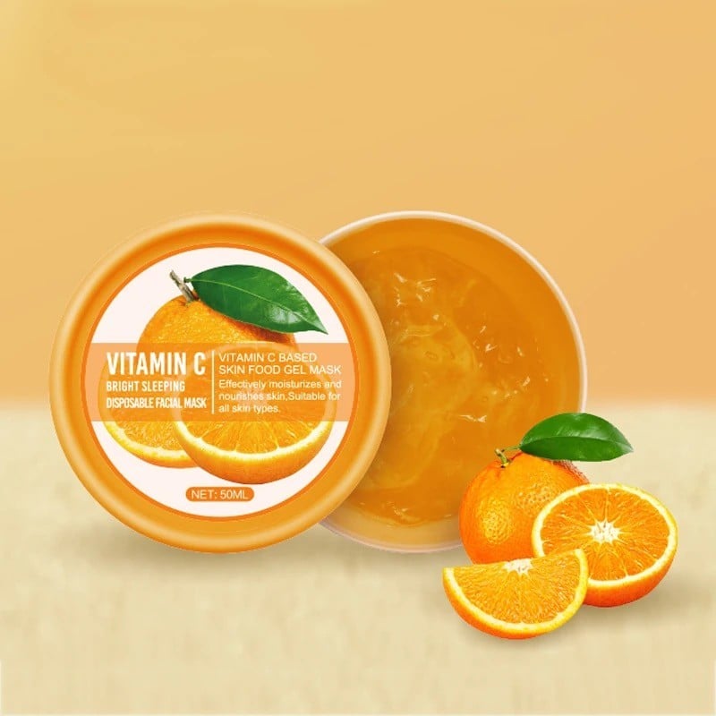 قناع النوم بفيتامين سي يعطي نضارة للبشره وقت الليل لتجديد خلايا البشرة وتوحيد اللون والحفاظ على نعومتها