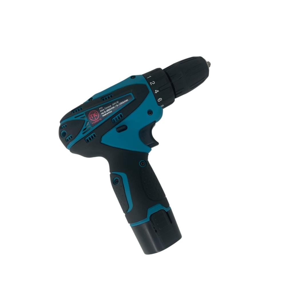 طقم دريل POWER TK 12V | بدون فحمات – صغير وخفيف بعزم 30 نيوتن متر
