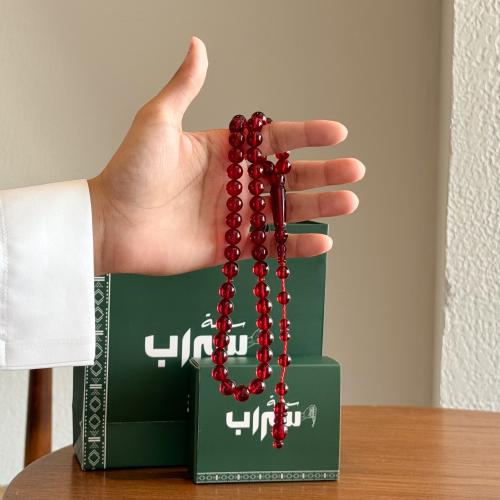 سبحة بكلايت تمليكة عنابي شفاف