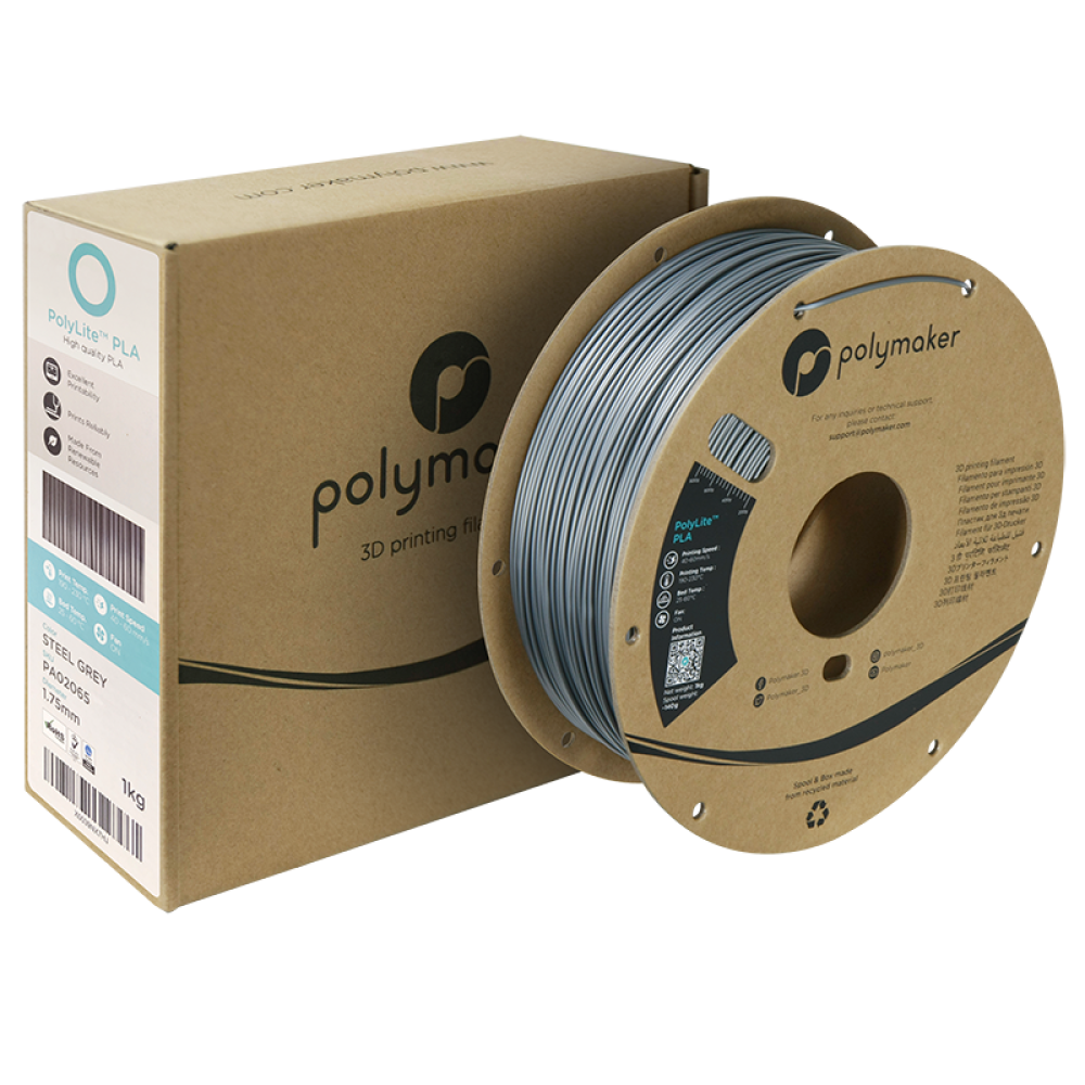 polymaker PolyLite™ PLA Steel Grey/1.75mm/1kg - Additives 3D