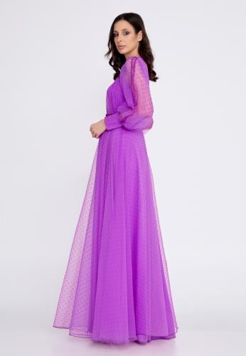 Long Sleeve Maxi Tulle A - Line Regular Prom Dress SRN9010