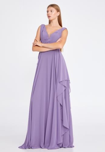 Sleeveless Maxi Chiffon Column Regular Wedding Guest Dress RMN3111