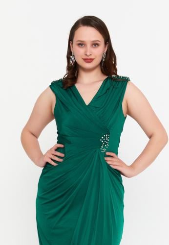 Sleeveless Maxi Lycra Mermaid Plus Size Wedding Guest Dress MSP77321