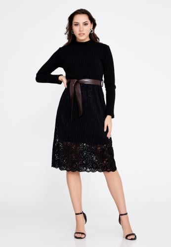 Long Sleeve Midi Knitwear Column Regular Casual Dress CLF15951