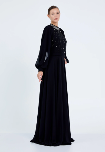 Long Sleeve Maxi Chiffon Column Regular Wedding Guest Dress  SEE10085
