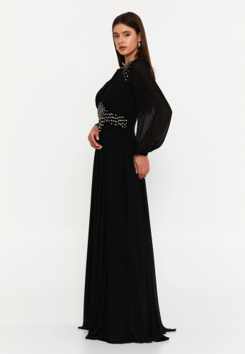 Long Sleeve Maxi Chiffon Column Regular Wedding Guest Dress  SEE9860