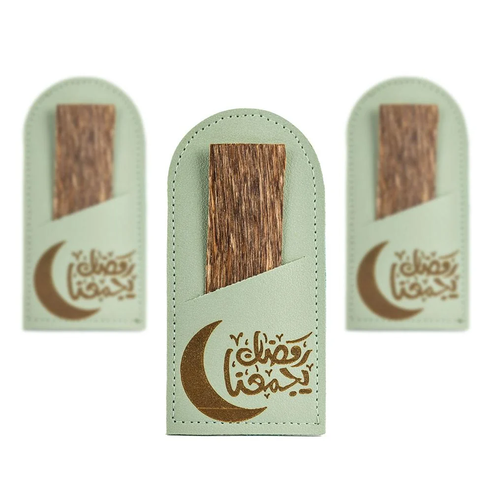 توزيعات رمضان عود وجلد باللون الأخضر… هدية راقية تعبّر عن ضيافة الشهر الكريم