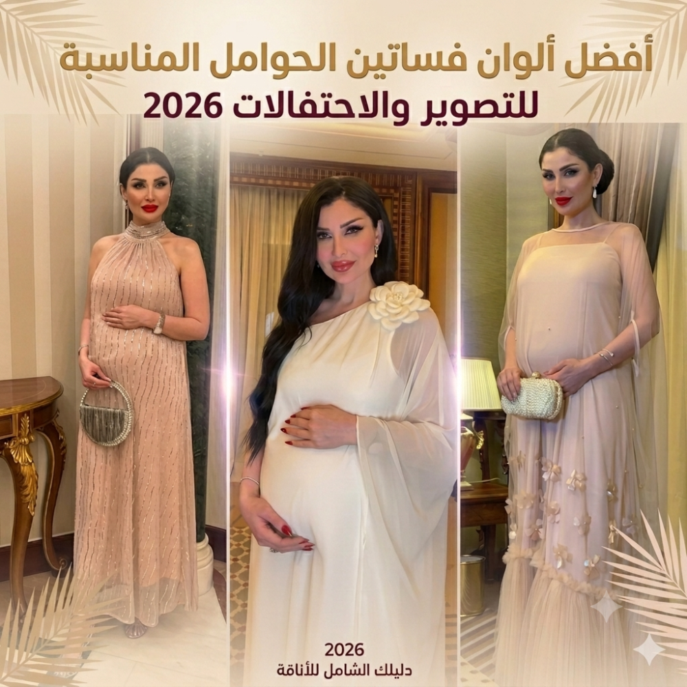 أفضل ألوان فساتين الحوامل المناسبة للتصوير والاحتفالات 2026