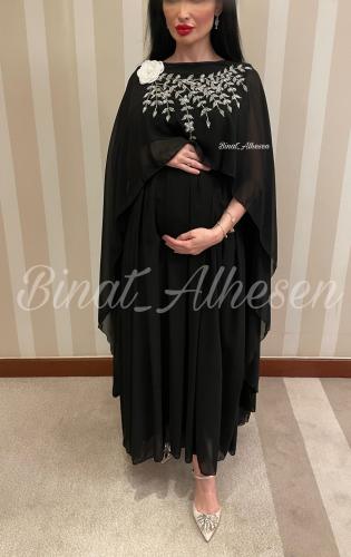 فستان حمل أسود مع تطريز PH600