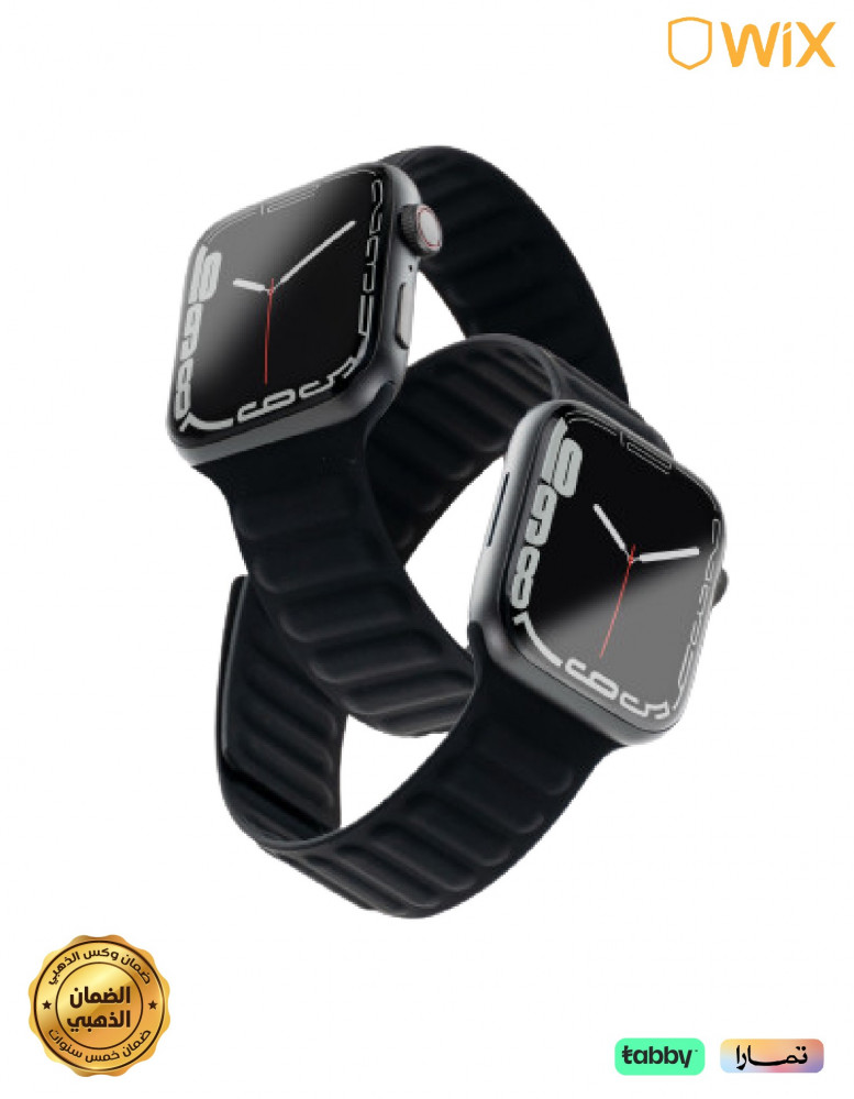 Magnetic bracelet for the Apple Watch and also for attaching to the Watch,  size 44 mm - black - black - ويكس وكس