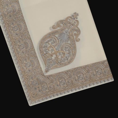 شال باشمينا ملكي فاخر - صوف كشميري 100% - بتصميم السيفين والنخلة