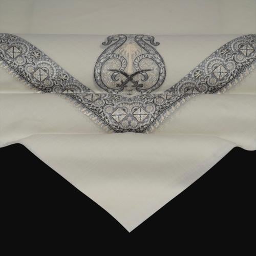 شال باشمينا ملكي فاخر - صوف كشميري 100% - بتصميم السيفين والنخلة