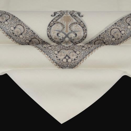 شال باشمينا ملكي فاخر - صوف كشميري 100% - بتصميم السيفين والنخلة