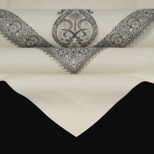 شال باشمينا ملكي فاخر - صوف كشميري 100% - بتصميم السيفين والنخلة