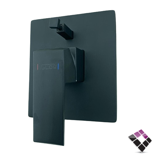 غطاء وجه + مسكة خلاط مخفي IGLOW صيني 2 خط مخرجين لماء لون أسود موديل مربع رقم GH-S01BK