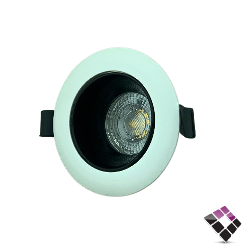 طقم جرم سبوت مانع توهج مفرد مشرق 7سم الون أبيض / أسود مع اللمبة GU10 برم الرائد إضاءة 7W أصفر 3000K + الهولدر