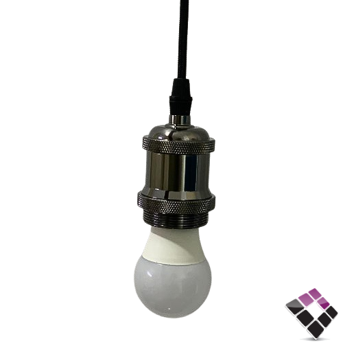 هولدر كوع علاقي معدن بسلك قماش طول 2 متر + قاعدة + لون نيكل همر رقم R032 بدون لمبة