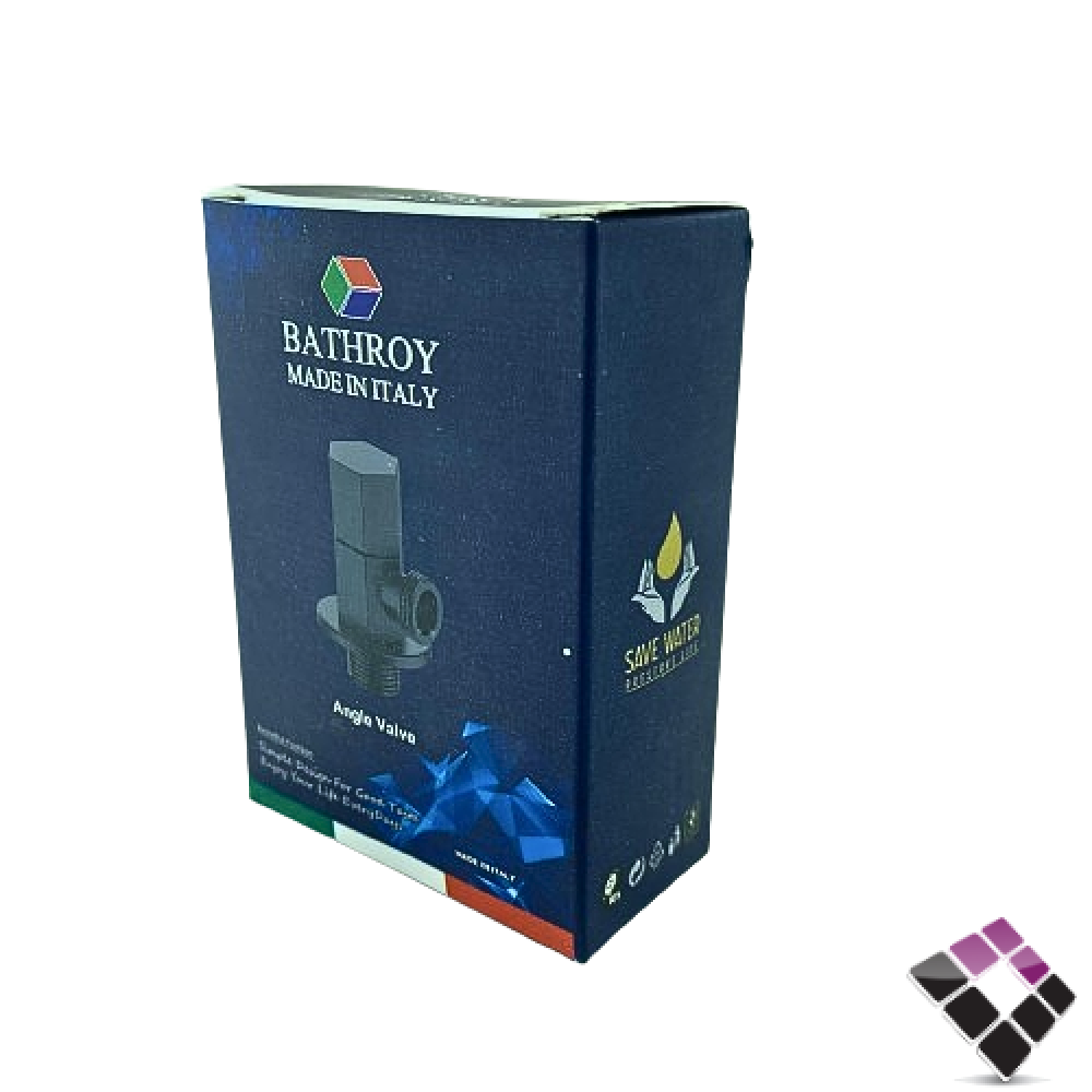 محبس زاوية BATHROY ايطالي مسكة سداسية لون أسود رقم BI-530B مقاس 1/2"