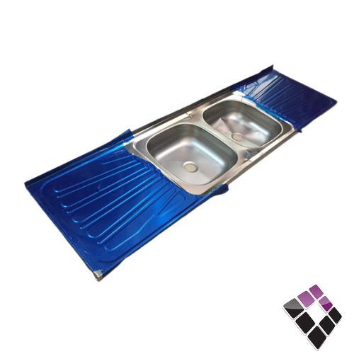 مجلى سعودي عادى حوضين + رفين 180سم×50 بدون هراب