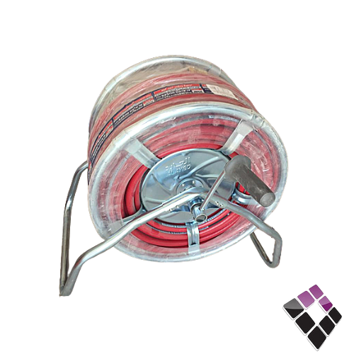 لى ماء مصنع العايد لون أحمر مع بكرة حديد + رأس نحاس طول 50 متر مقاس 3/4"