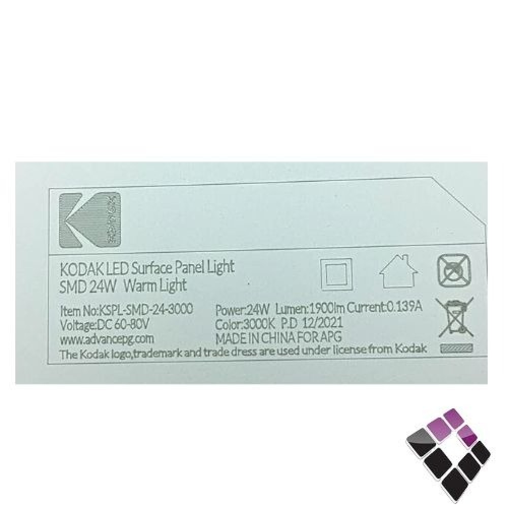 كشاف خارجي LED لطش SMD مثلج KODAK صيني إضاءة 3000Kأصفر 30 سم 12"×24W رقم KSPL-SMD-24-3000