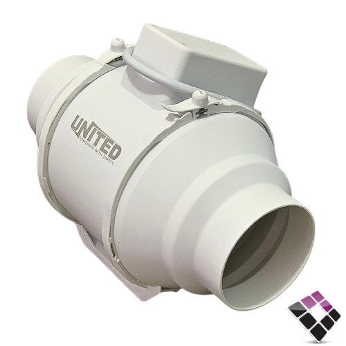 مراوحة شفط سقف دكت مخفي نفاثة بلاستيك يونايتد UNITED سعودي مقاس 4"×35W رقم UN-100P