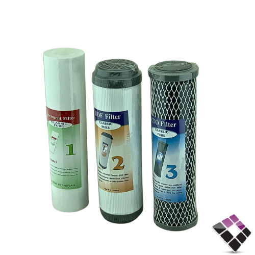 طقم عدد 3 شمعة فلتر CLASSIC PURE تايوان فلين + كربوني رملي + حجر كربوني بشبك مقاس صغير