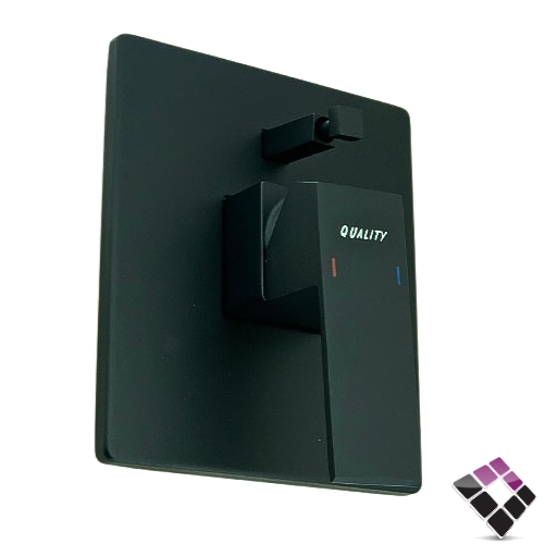 وجه غطاء خلاط مخفي مربع QUALITY صيني 2 خط مخرجين للماء لون أسود موديل قروهي رقم 96602/2BK