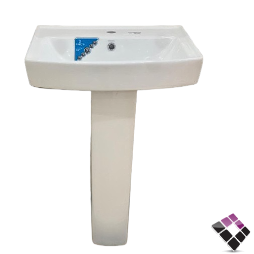 مغسلة خزف عمود EROS هندي موديل لينيا مربعة لون أبيض رقم ERS