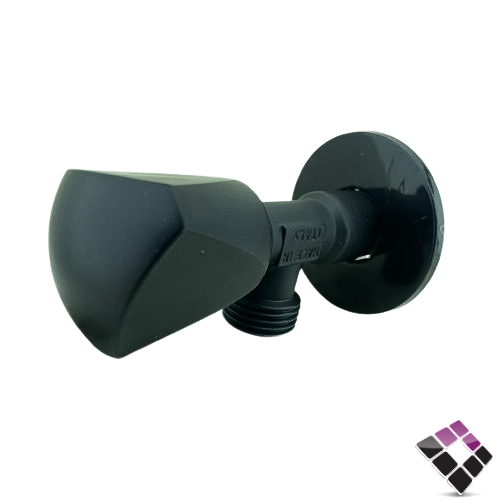 محبس زاوية BATHROY ايطالي طويل مديل قروهي مسكة مثلثة لون أسود رقم BI-540B مقاس 1/2"