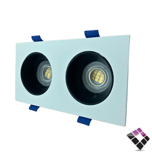 جرم سبوت لايت مجوز مربع مانع توهج LUXIFY جرم خارجي أبيض داخلي أسود مقاس 2"×7CM بدون لمبة