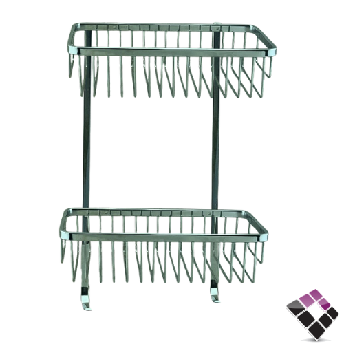 رف حمام مربع شبك 2 دور ORISA لون كروم صيني رقم 60084