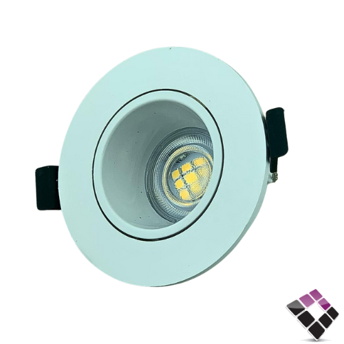 جرم سبوت لايت مفرد مانع توهج بلاستيك دائري S1 جرم خارجي أبيض داخلي أبيض لماع مقاس 2" بدون لمبة