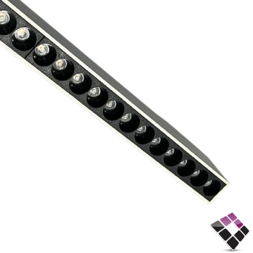 نجف LED لينير LINER بغطاء عيون مانع توهج علاقي برلين Berlin جرم المنيوم أبيض اضاءة 3000K أصفر مقاس 120سم× 60W