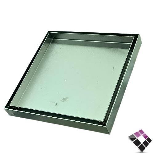 صفاية إستيل 316 ثقيل مخفي مفرغ للبلاط + إستيل AQUA PLAST ايطالي مع رداد مقاس 20*20