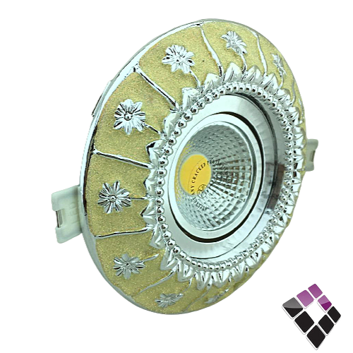 كشاف سبوت لايت متحرك فضي+أبيض مزخرف عريض مع لمبة GETEX/COB/LED***