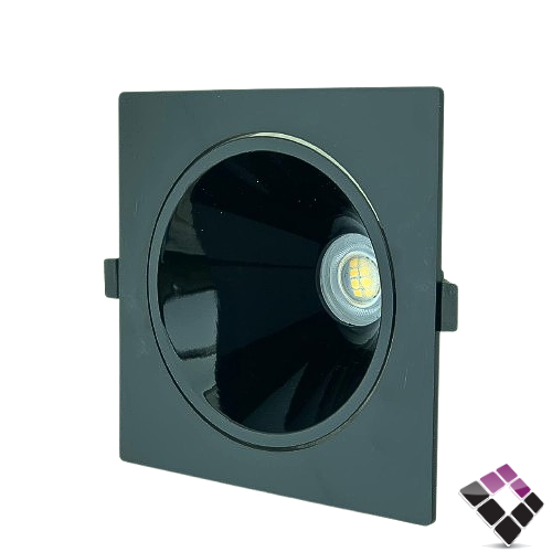 جرم سبوت لايت مربع بلاستيك مانع توهج مقاس 6"×14سم  HIGH STARS جرم خارجي لون أسود داخلي أسود رقم 4136 بدون لمبة