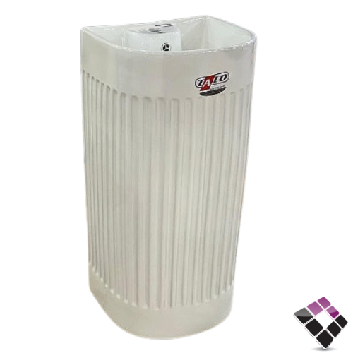 مغسلة خزف صيني موديل برميل  TATO صيني دائرية ديكور خطوط لون أبيض رقم 525