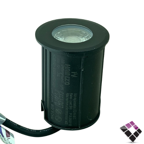 كشاف LED خارجي دفن أرضي معزول ضد الماء مدور أسود HAINZO اضاءة أصفر 6.2CM × 6W رقم GH-2207