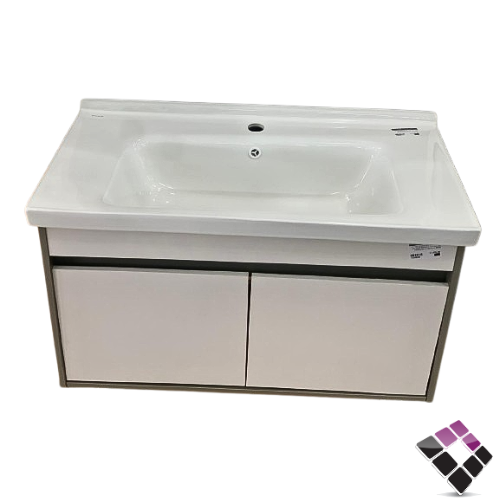 مغسلة دولاب خشب معالج plywood بليوود لون لؤلؤي حوض خزف Orent Standard صيني 80CM + مراية LED رقم OS2310136