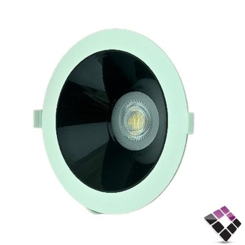 كشاف داخلي LED مع مانع توهج NEW POWER إضاءة 4000K كريمي جرم خارجي أبيض داخلي أسود مقاس 6"×15W رقم