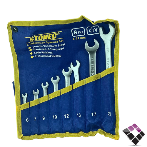 طقم مفاتيح مشترك عادي + مختوم كروم ستونيك STONEC شنطة قماش 8 قطع 263-33