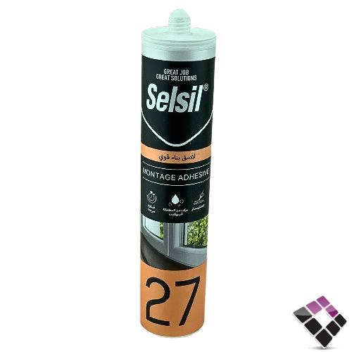 معجون سلكون Selsil تركي لاصق بناء قوي متعدد الاستخدامات يثبت الأصناف الثقيلة الثابتة مثل خشب+معادن+سيراميك داخلي أو خارجي سطح ناشف لون بيج 27