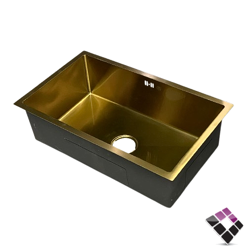 مجلى حوض أستيل 304 سماكة 3ملم TECHNO STEEL سعودي لون ذهبي كامل مع الهراب مقاس 75×45 سم