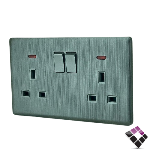 فيش مع مفتاح مجوز 13A موديل SLIM بيانو R.VISION الرائد العربي سعودي لون سلفر رقم A2-B0-33