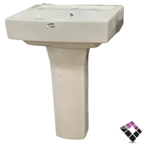 مغسلة خزف صينى ستامينا STAMINA مربعة لون ابيض عمود طويل أرضي رقم CH-3024