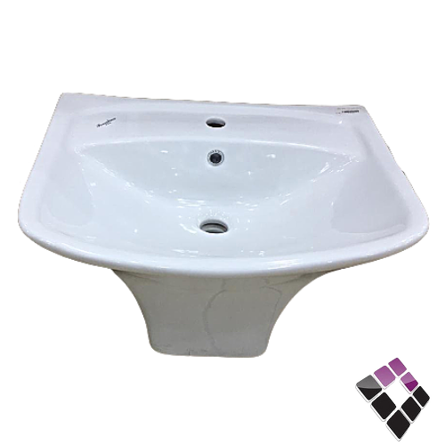 مغسلة خزف بورسلينا سعودي تعليق نص عمود موديل دريم مربعة لون أبيض نخب أول