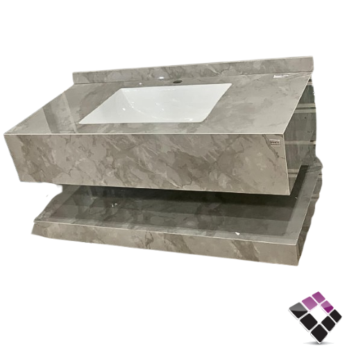 مغسلة كبينة بورسلان رخامي حوض ليزر Orient standard معلق لون رمادي صخري 100CM + مراية إضاءة LED رقم/ 12212223.100