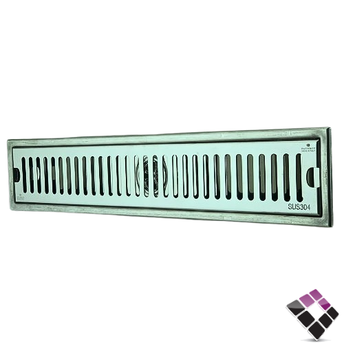 صفاية شبك عرض استيل SS304 لون كروم BATHROY  ايطالي مقاس 10×60 رقم 6702048