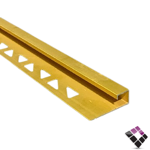 زاوية نهاية سيراميك استيل مربع DAR صيني لون ذهبي مطفي مقاس 12MM طول 2.70M رقم SS1250MG